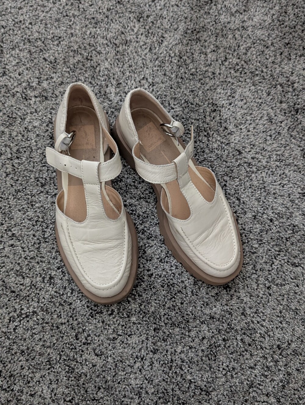 Dolce Vita White Leather T-Strap Women's Shoes